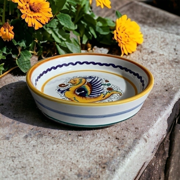 New Vintage Coaster Small Ceramic Bowl SUR LA TABLE DRAGON Print Serving Bowl - Picture 1 of 4